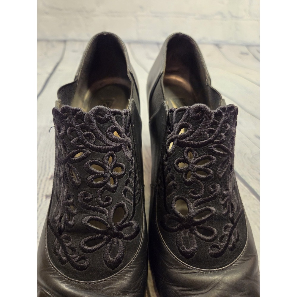 Brighton Vintage 1990s Womens Black LEATHER Sz 8 Ankle Booties‎ Boots - Picture 3 of 11